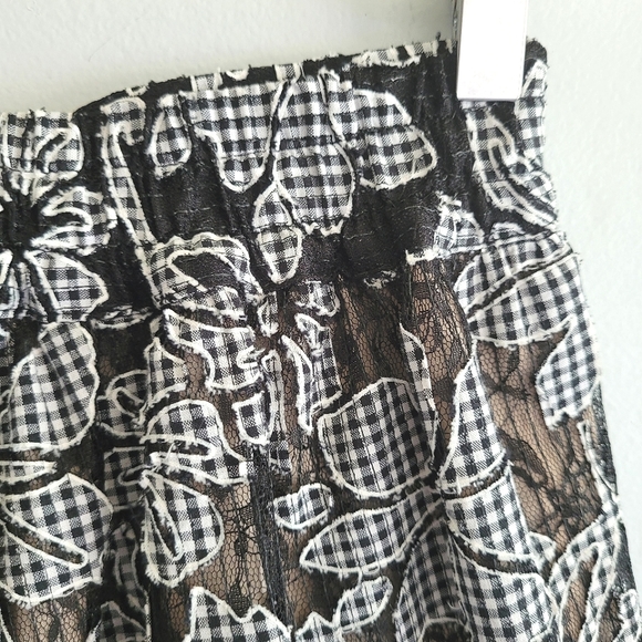 Zara Gingham & Lace Floral Applique Midi Skirt - Picture 4 of 8